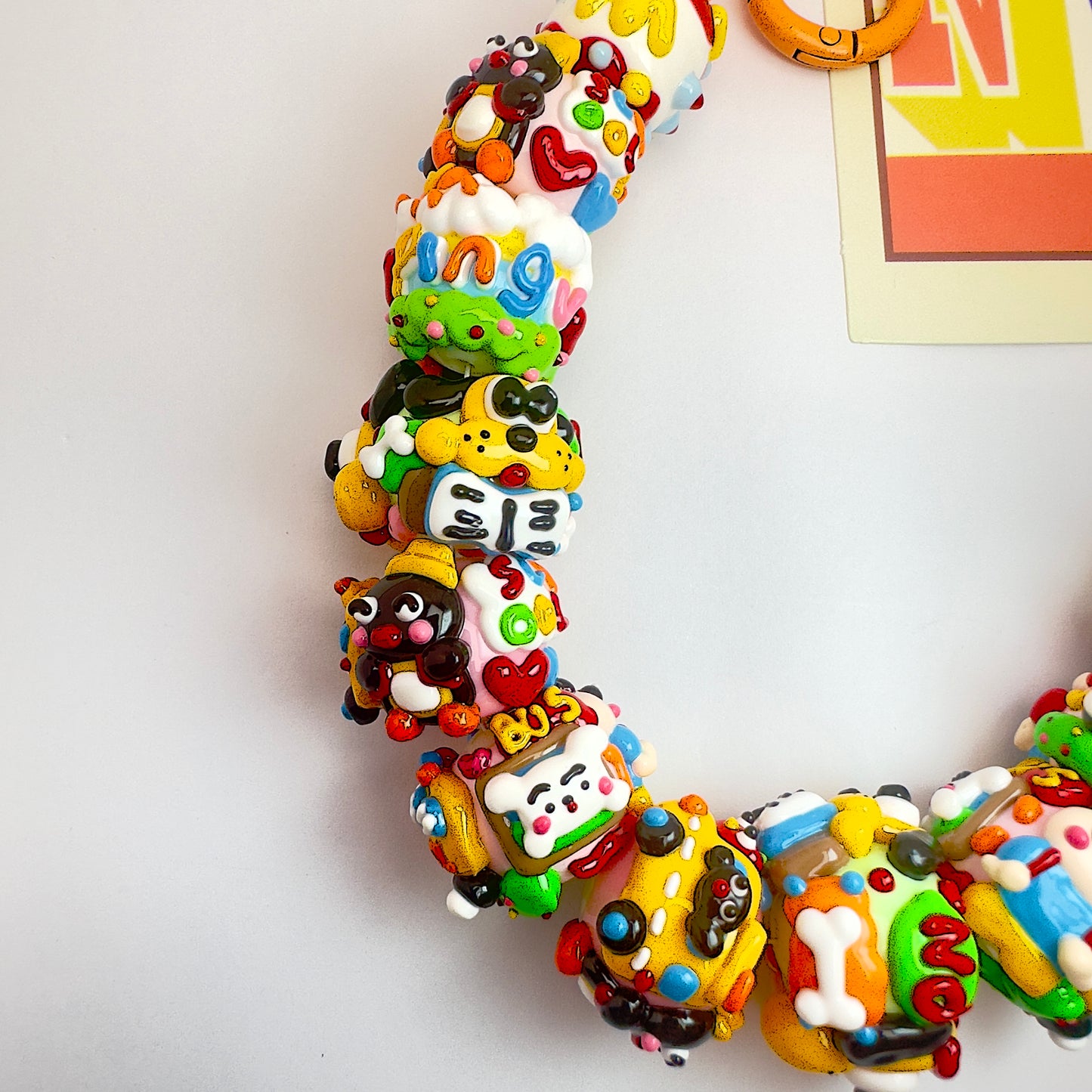 DIY Hand Painted Beads Cartoon Phone Chain