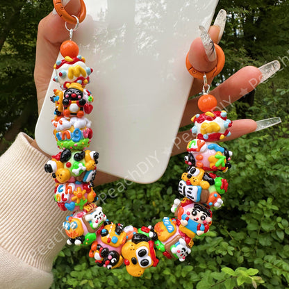 DIY Hand Painted Beads Cartoon Phone Chain