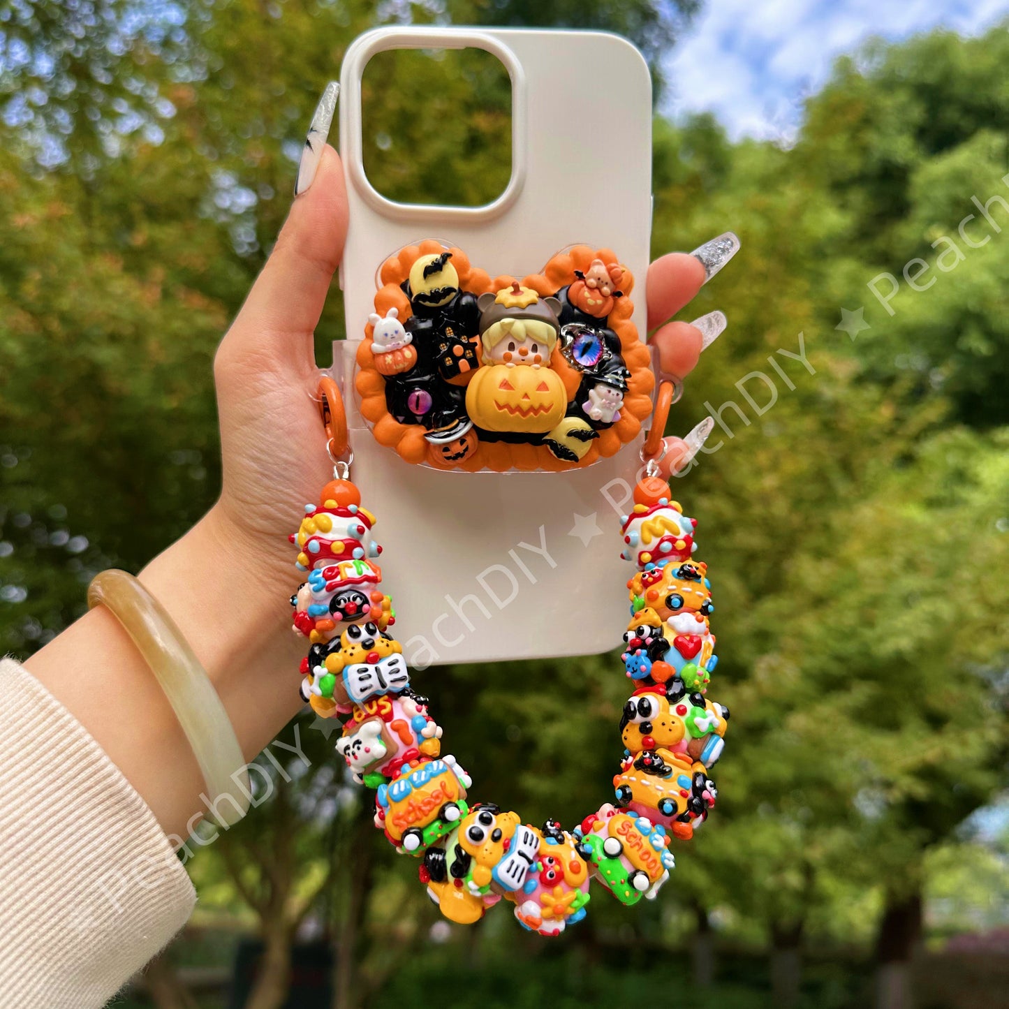 DIY Hand Painted Beads Cartoon Phone Chain